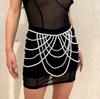 Fashionable multi-layer tassel retro style imitation pearl waist chain banquet charm women's body chain jewelry