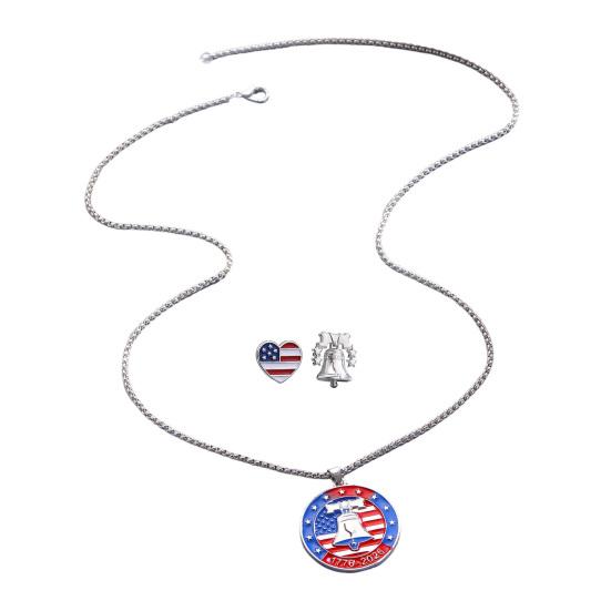 USA 250th Anniversary Jewelry for Women American Flag Necklace And Patriotic Earrings Set 1776-2026 Collectible Gift for Men Women