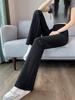 Women's Slim High-Waisted Micro-Flare Black Pants for Spring/Summer, Stretchy and Casual
