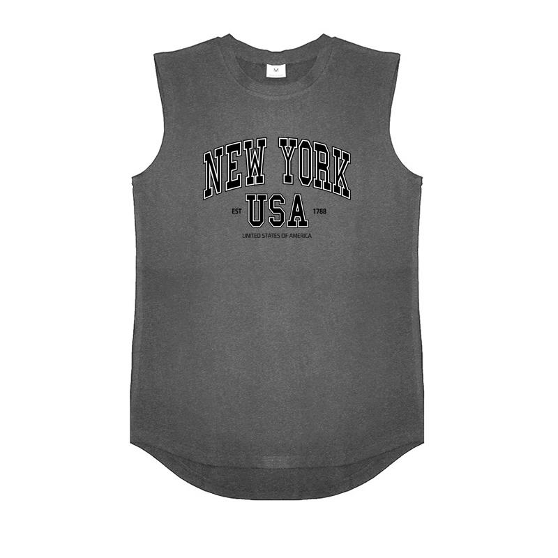

Летний топ с круглым вырезом, 3D-принтом алфавита США Нью-Йорк, модная повседневная безрукавка, мужские футболки 6XL серый