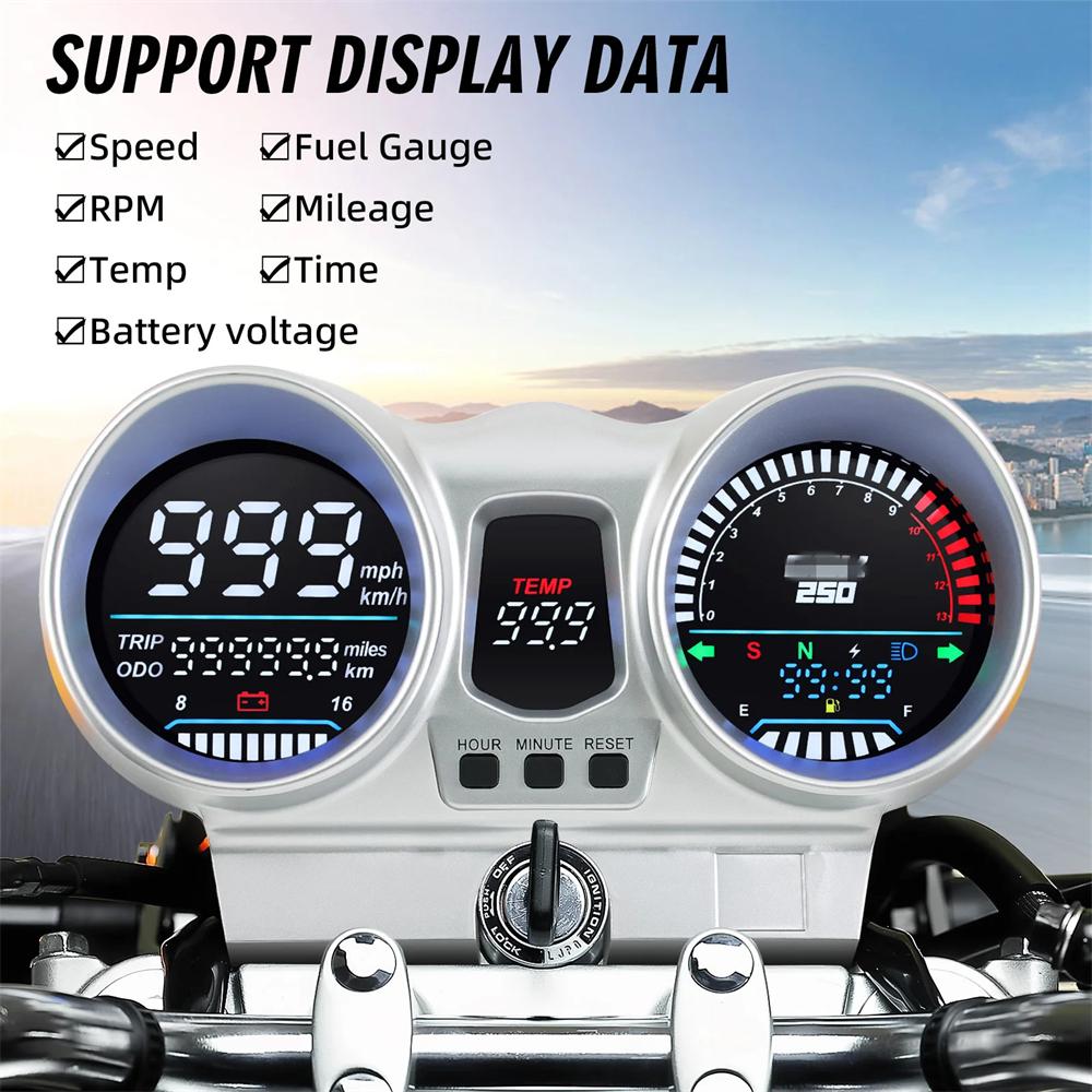 12V Motorrad Tacho Universal LCD Armaturenbrett Drehzahlmesser Für Honda CBX250