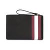 Bally Classic Red And White Striped Business Zipper Faux Leather Clutch Men Clutch Black SKID-OF-06