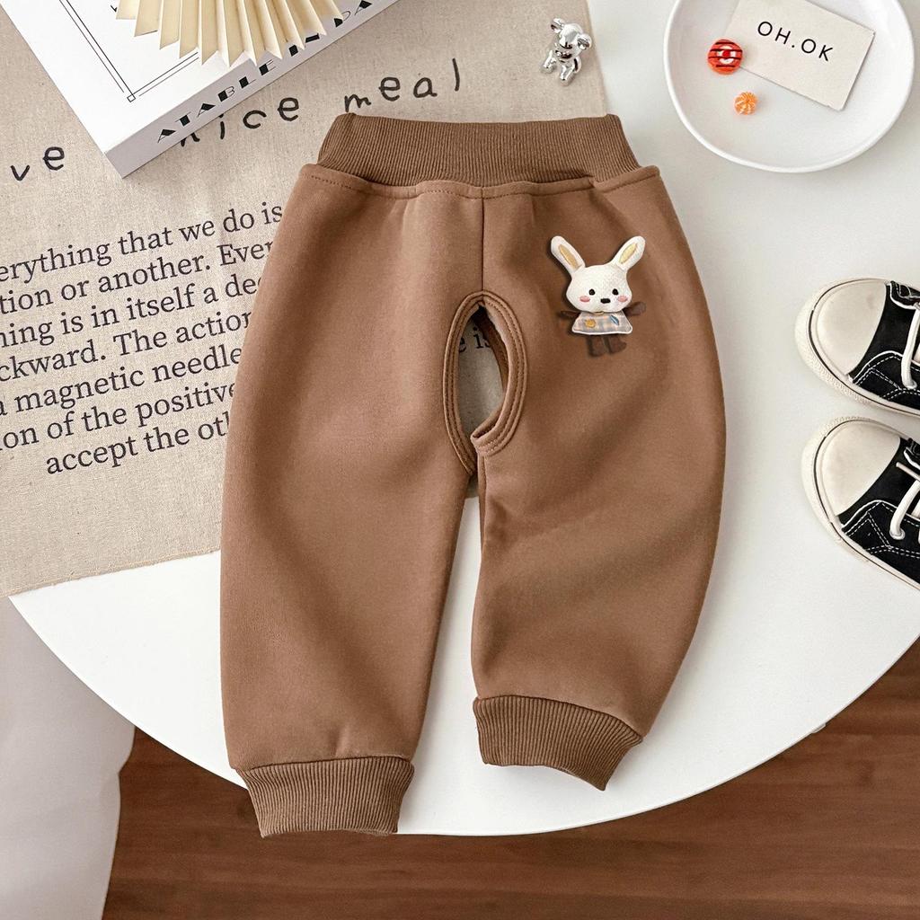 Infant & Toddler Velvet Thermal Open-Crotch Pants for Autumn/Winter