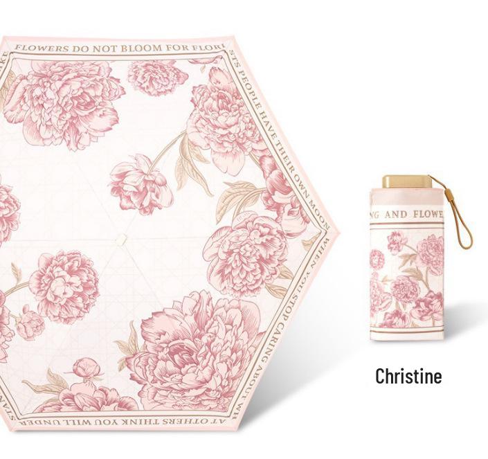 Zhi Retro Cherry Six-Fold Dual-Use Sunscreen Umbrella