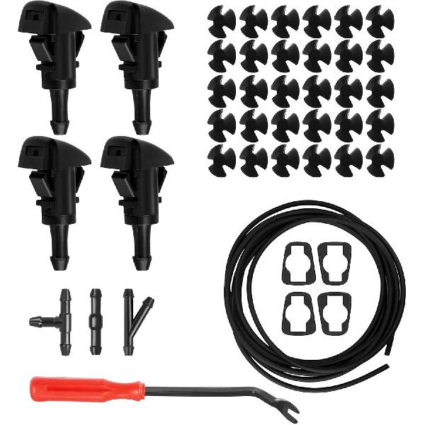 Front Windshield Washer Nozzles, Washer Nozzle Kit, 2PCS | Washer Spray Jet Kit Compatible with Most Vehicles, Replaces