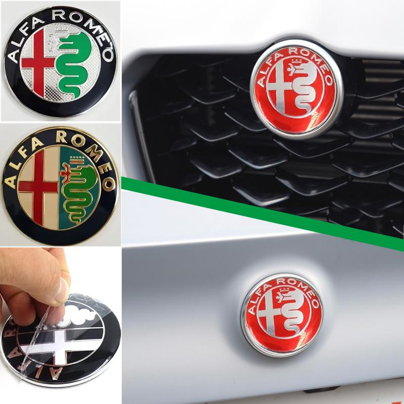 YCSBJ1 74MM for Alfa Romeo Logo Giulietta Mito Giulia 147 156 Stelvio 159 Emblem Allloy Sticker Car Front Rear Trunk Badge Accessories