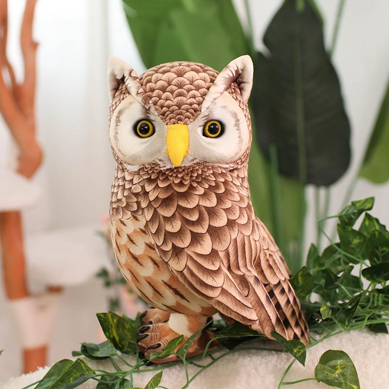 Simulation Owl Plush Toy Soft Stuffed Lifelike Doll Desktop Pet Funny Children s Performance Game Props Birthday Gift 20cm