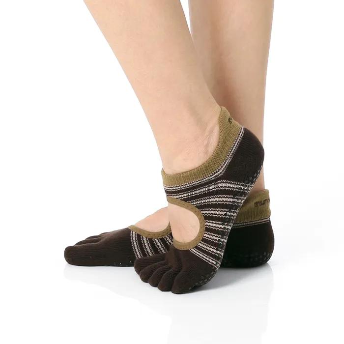 Pilates Yoga Rutschfeste Socken Zehensocken Oliv