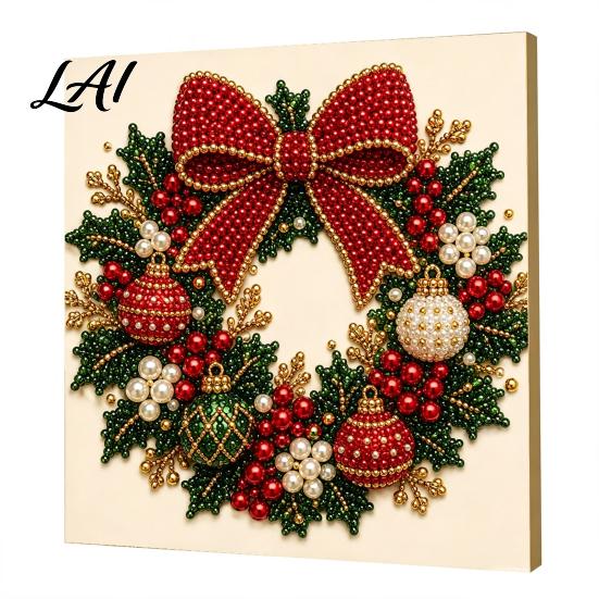 Progetti Artistici per Alleviare lo Stress Kit Perle Finte di Natale Pittura Capanna Innevata di Babbo Natale Kit Artigianale 3D Scintillante con Perline Fai da Te per Adulti Parete per le Festività Invernali di Casa
