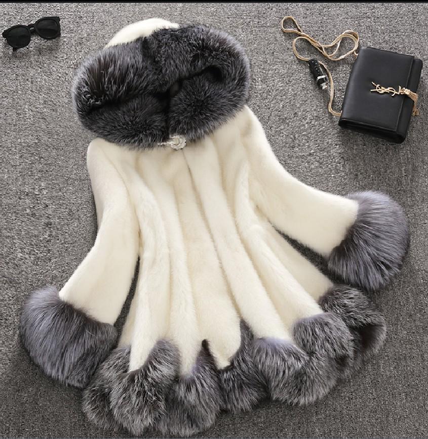 Women's Exquisite Faux Fur Coat Hooded Soft Fleece Thick Jacket Plus Size Coat Female Cardigan