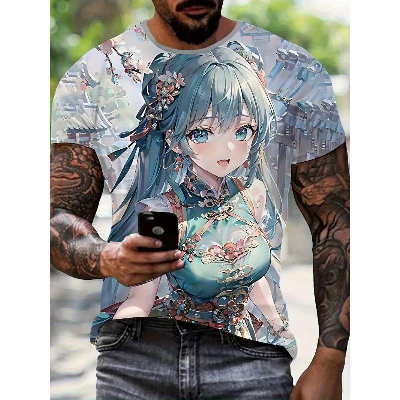 2026New Men's Cool Tattoo Girl Graphic T-Shirts Street Trend 3D Print Personality