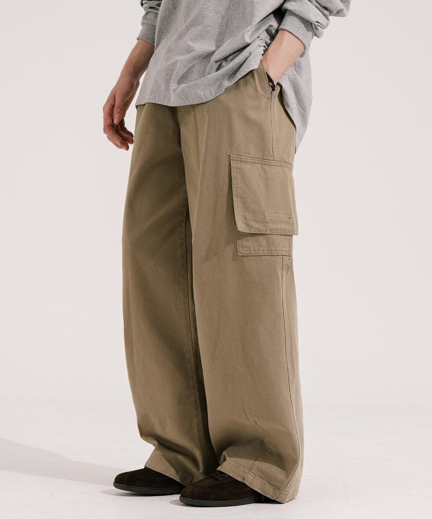EZKATON Return Washed Elastic Waist Pants Beige Kmlp6864