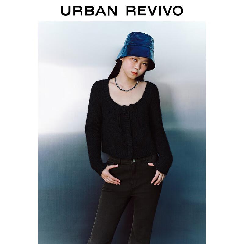 

UR 2024 Spring Women s Retro Knot Button Round Neck Knit Sweater L