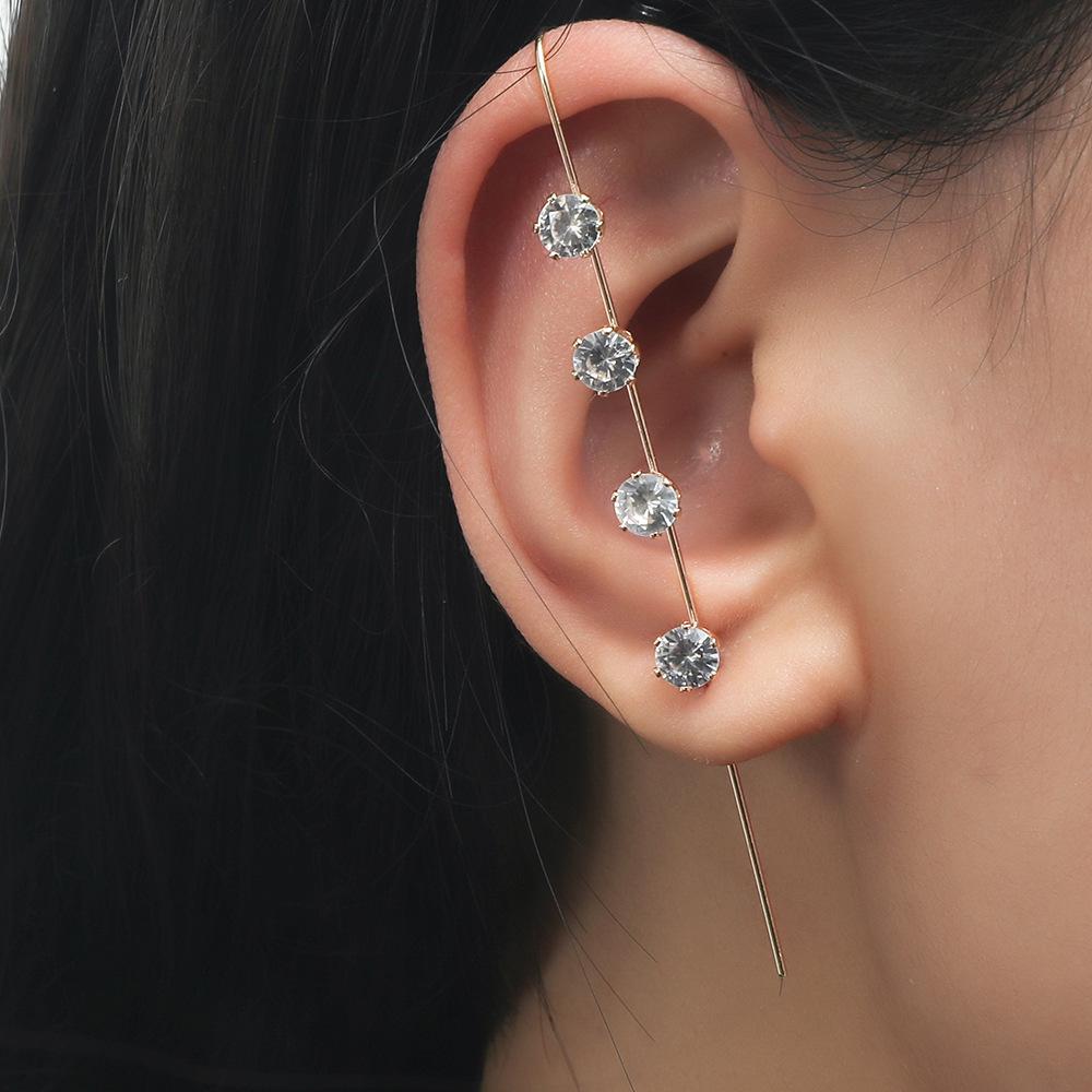 Chic Star Letter Zircon Ear Cuff and Diagonal Studs
