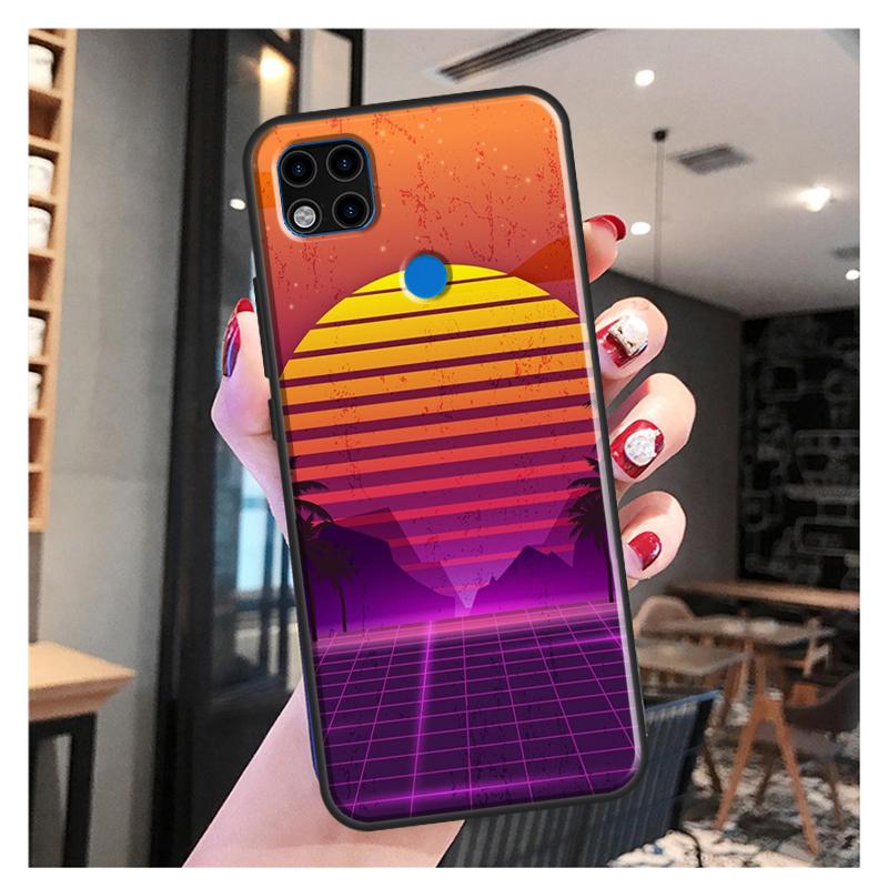 80S Vaporwave Retro Synthwave Západ slunce Pouzdro Pro Xiaomi Redmi Note 10 Pro Note 9 Pro Note 11 Pro 8T 9S 10S 10 9A 9T 9C Kryt Pouzdro