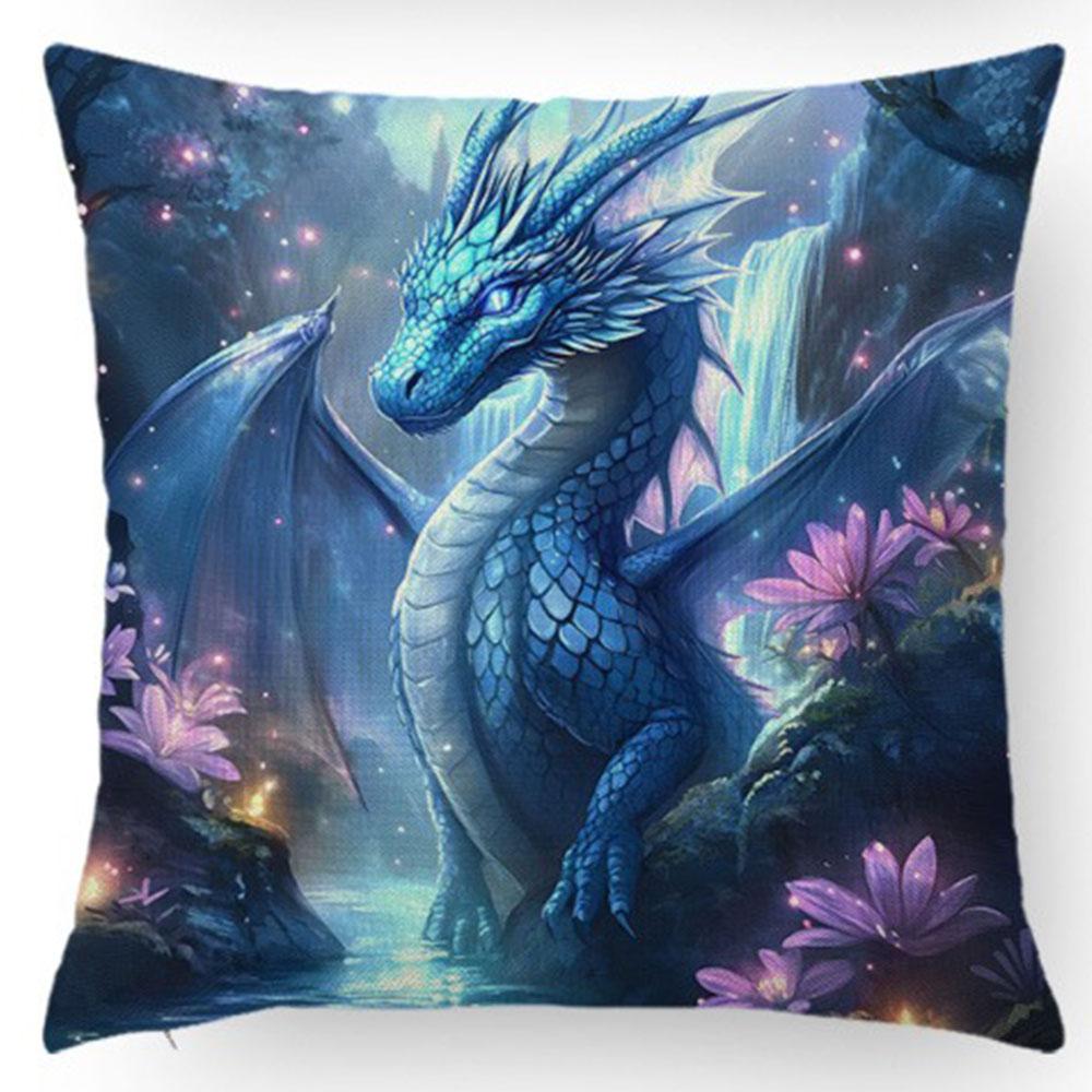 

Flying Dragon Printed Home Decor Pillowcase Bedroom Living Room Sofa Decoration Polyester Cushion Cover with Zipper 16x16Inch