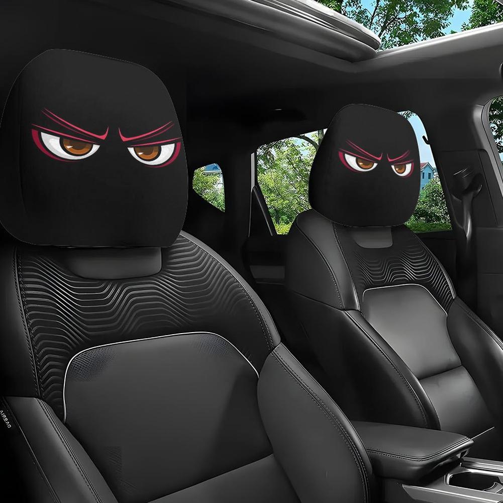 Cute Funny Car Pillowcase Halloween Pumpkin Car Chair Cover Unique Universal Car Interior Decor Polyester Headrest Cover