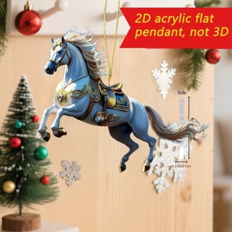 

Изысканный 2D акриловый кулон для зеркала заднего вида автомобиля с лошадью, шарм для рюкзака, елочное украшение для вечеринки на Новый год A12