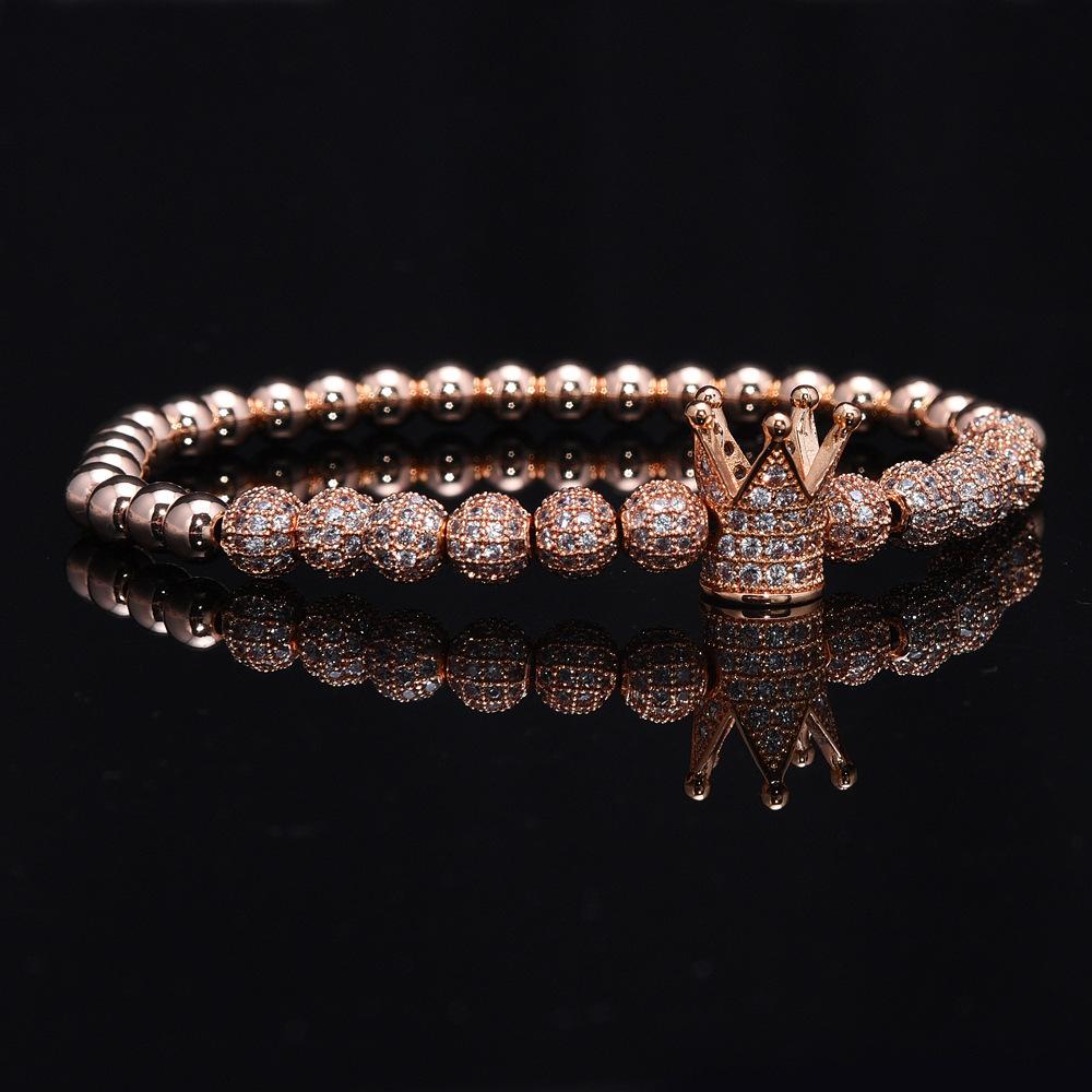 2026 Stretch 3-piece Crown Bracelet Micro-inlaid Bent Pipe Bracelet European and American Style Jewelry