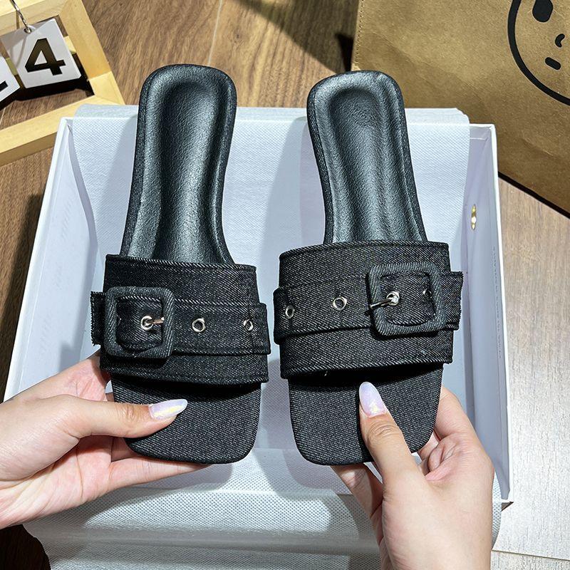 

Французские классные тапочки женская летняя одежда новогодние толстый каблук интернет знаменитость фея ветер средний каблук высокий каблук односложные тапочки 36