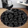 1PC Dogs Bones Office Round Area Rug, Mat Suitable For Office, Under Office Chairs Bedroom Living Room Home Decor, Room Deco