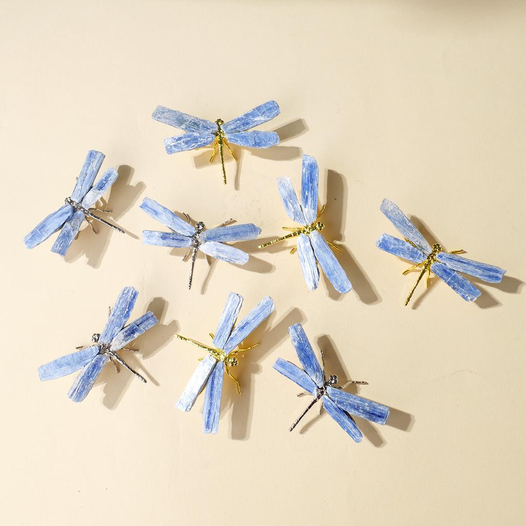 1pc Natural Crystal Kyanite Dragonfly Ornament Raw Stone Animal Home Decoration Holiday Gift Rose Quartz Crystal Stone Gemstones