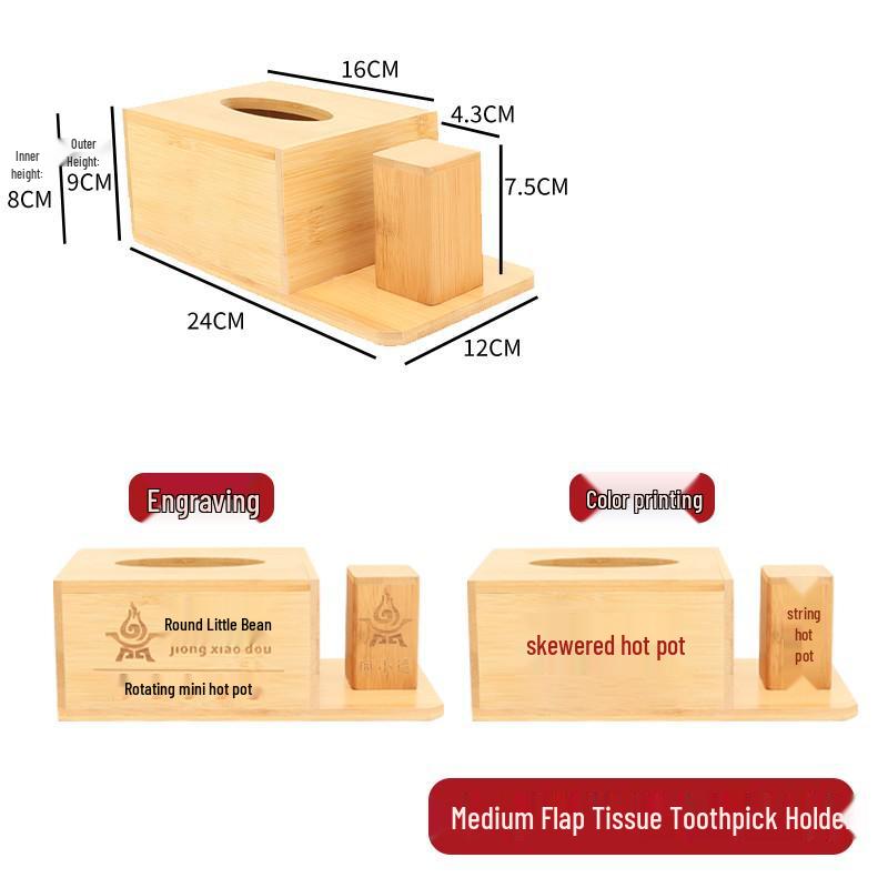 Custom Printed Wooden Napkin and Tissue Box for Restaurants and Hotels