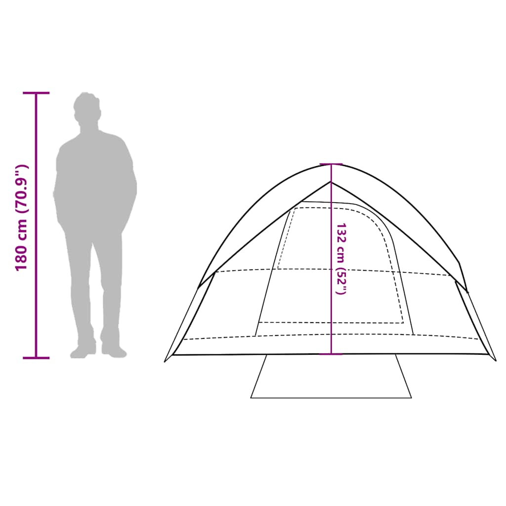 Dome Camping Tent for 3 Persons White & Dark Waterproof