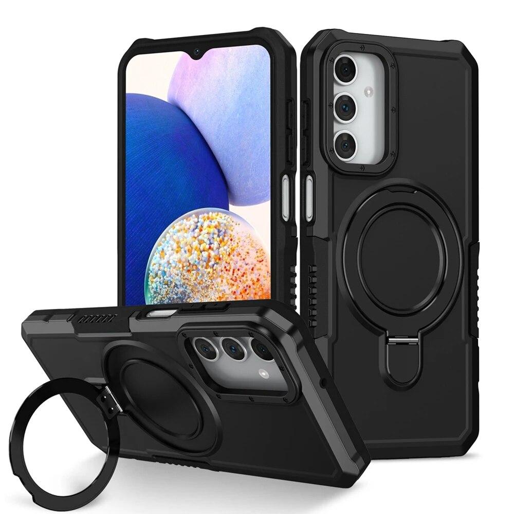 KEYSION Shockproof Armor Case for Samsung A55 A35 A25 A15 A05 Soft Silicone+PC Ring Stand Phone Back Cover for Galaxy A35 A55 5G