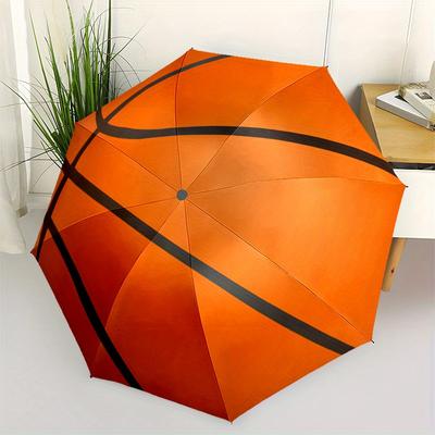 Lebendige Basketball-Print-Aufkleber für SportbegeisterteRegenschirm, Tragbarer 3-fach-Regenschirm für Damen & Herren, Weihnachtsgeschenk ES245