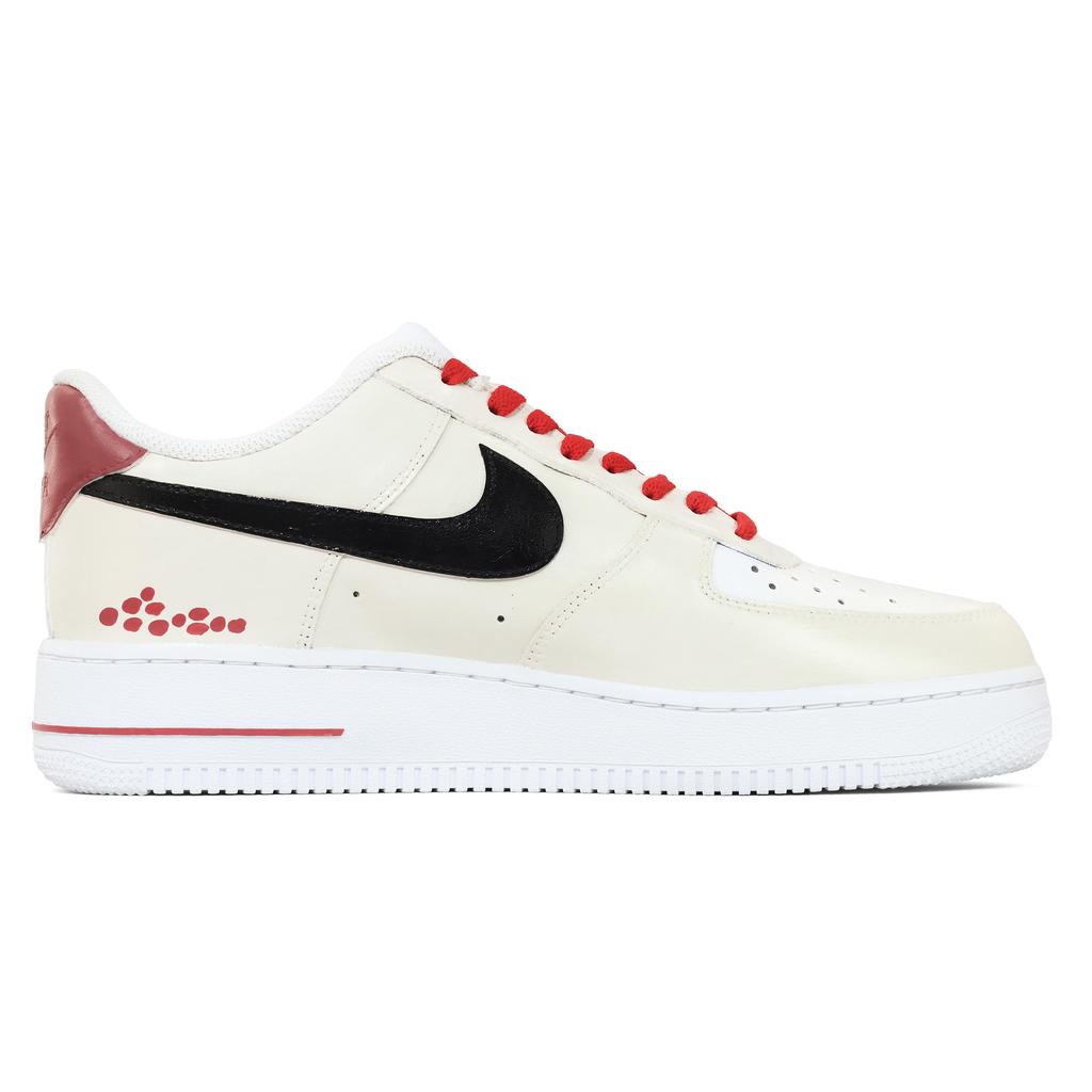 Nike Air Force 1 Wearable, Serpent Blessing Anti Slip Wear Resistant Low Top Skateboard Shoes Unisex Yellow Red CW2288-111(Team412-)
