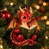 Book Club Party Supplies Bookish Dragon Ornament, Fantasy Dragons Christmas Hanging Gift for Readers Decoration, Acrylic Gothic Pendant, Gifts Lovers