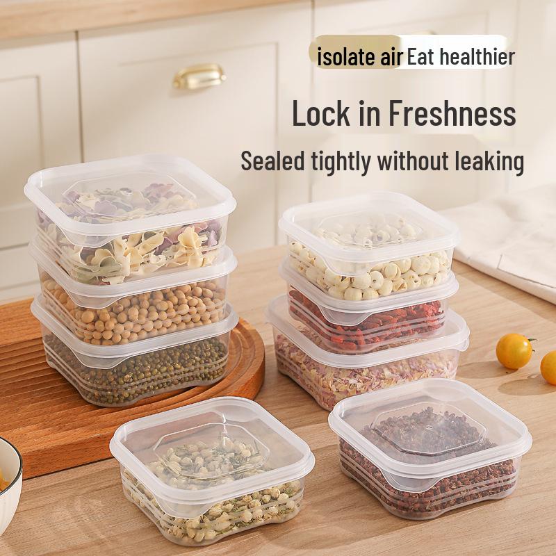 Food Grade Transparent Plastic Square Grain Storage Jar