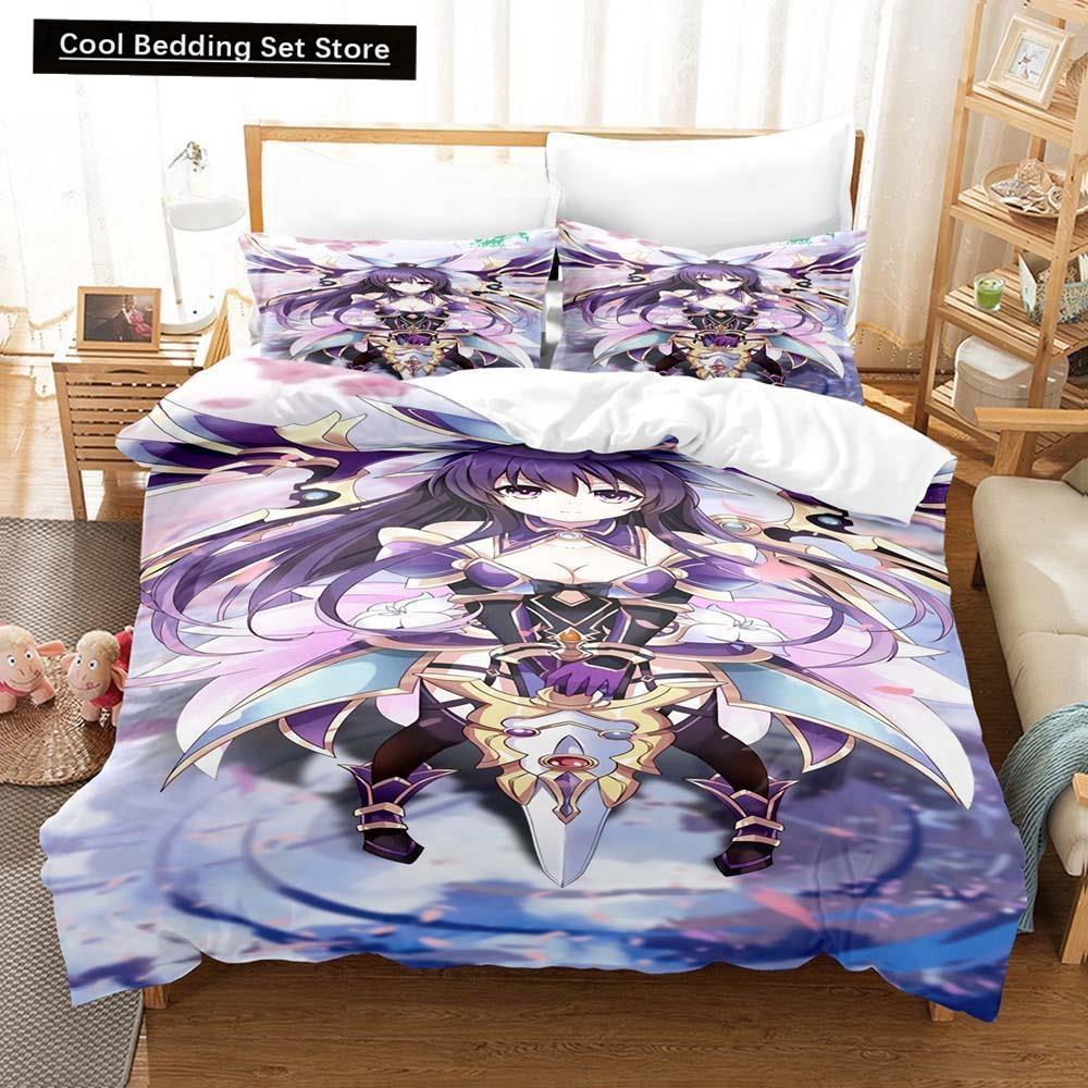 3D Anime Kawaii Girls Date A Live IV Bedding Set Single Twin Full Queen King Size Bed Set Adult Kid Bedroom Duvetcover Sets