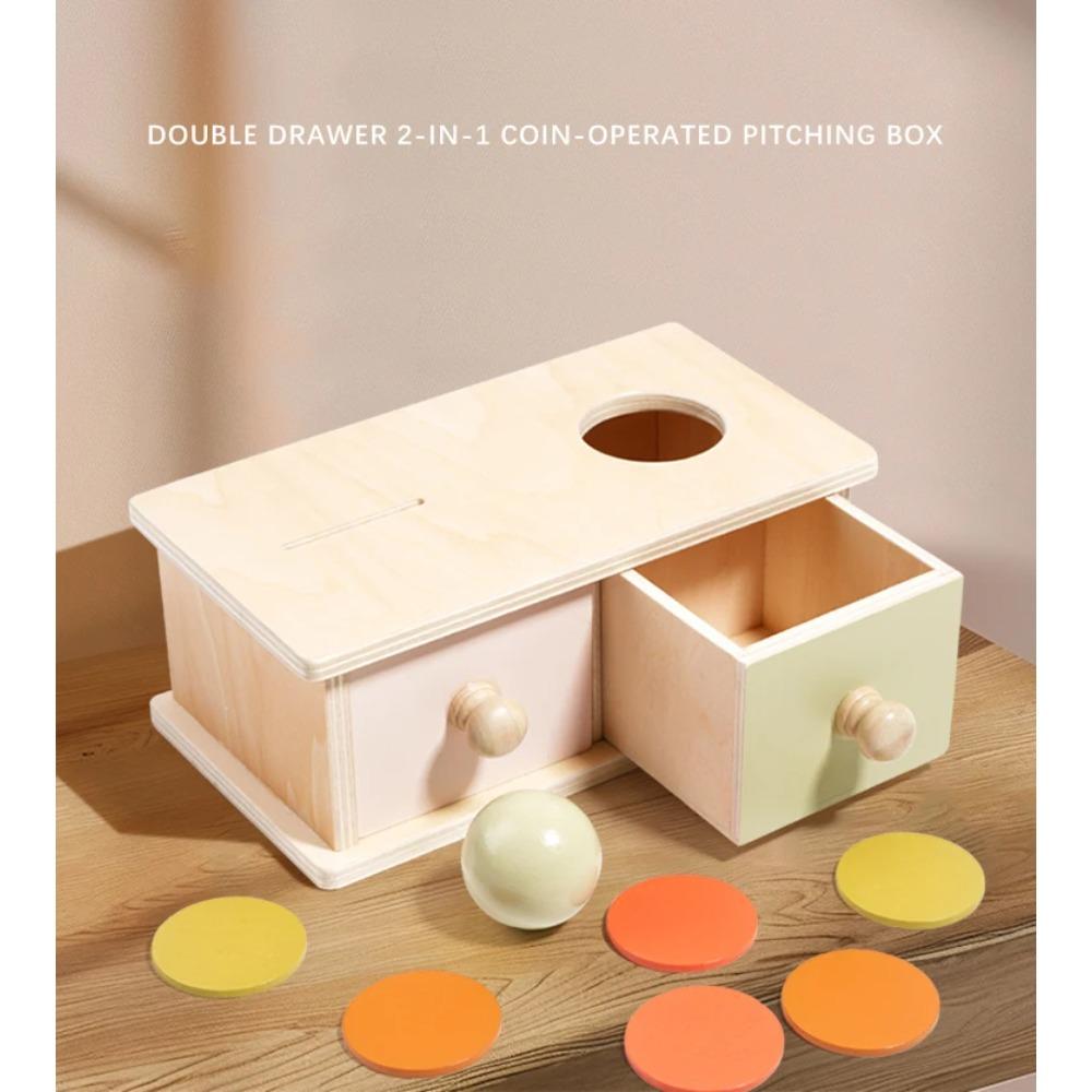 New Montessori Macarone Color Spinning Drum Match Coin Box Permanent Box Round Rectangular Box Kids Sensory Toys for Baby Gifts
