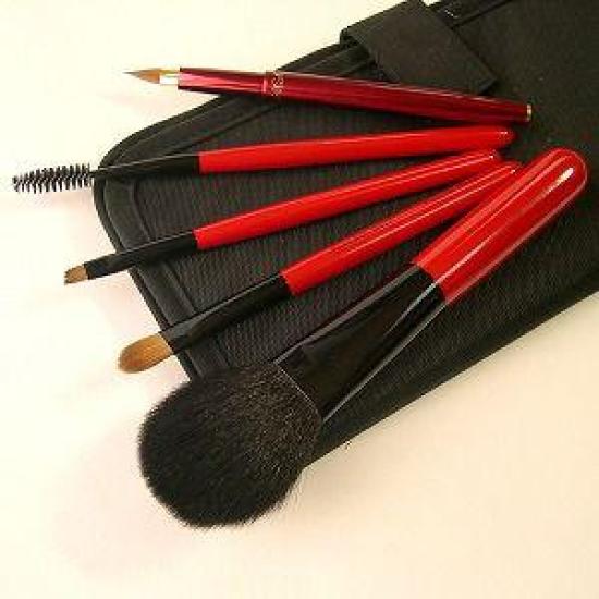 Takeda Brush Kumano Starter Set, Basic 5-Piece Camellia Makeup Brushes with Pouch & Gift Box, Authentic Handcrafted Japan, Professional Beauty Kit