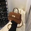 Textured Small Bag Women's Winter New Retro Fashion Shoulder Messenger Bag Lock Portable Small Square Bag