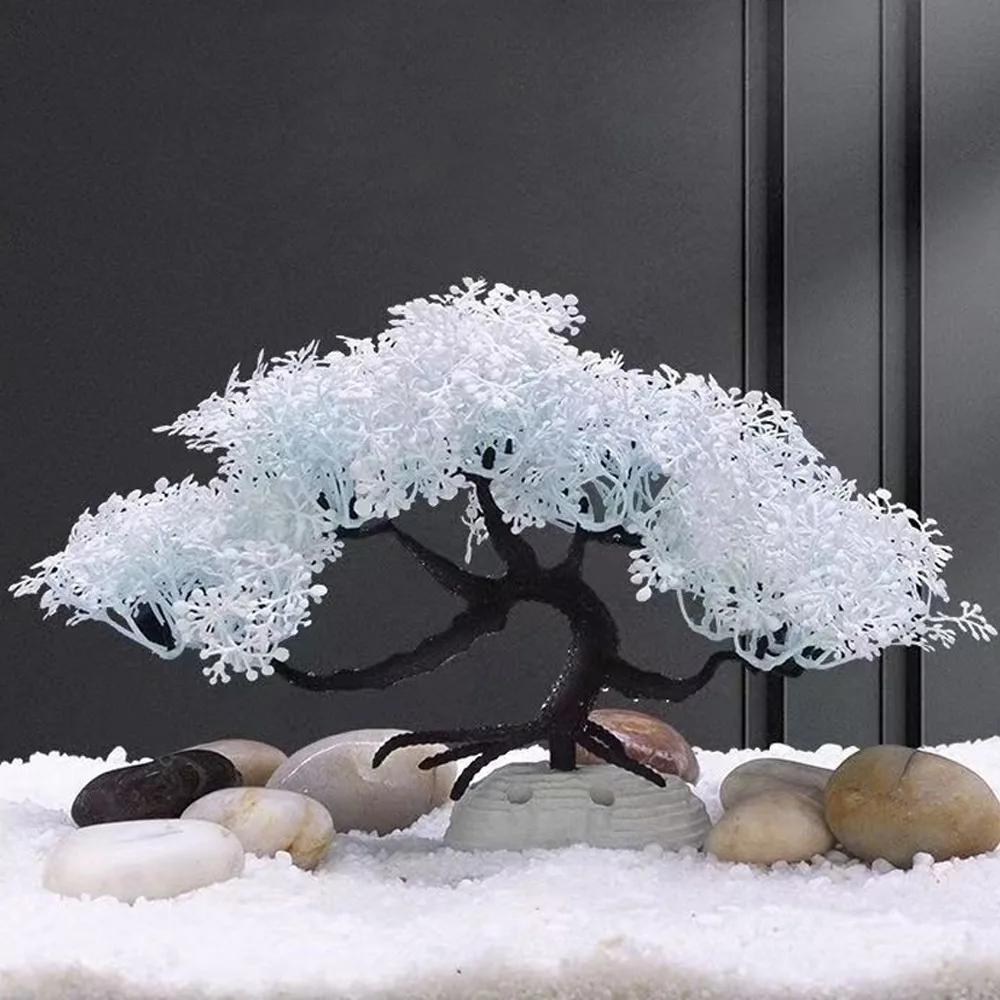 Realistic Aquarium Cherry Blossom Underwater Scene Plastic Landscape Tree Simulation Natural Look Cherry Blossom Tree