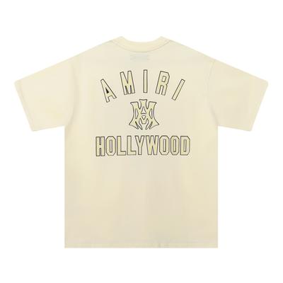 733 Amiri 2025 Zomer Nieuw Heren- en Dames Los Katoen van Hoge Kwaliteit Plus Size T-shirt Koppel T-shirt Schuim Letterdruk