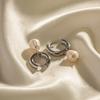 European and American fashion Internet celebrity steel INS wind stainless steel earrings natural freshwater pearl pendant earrings earrings