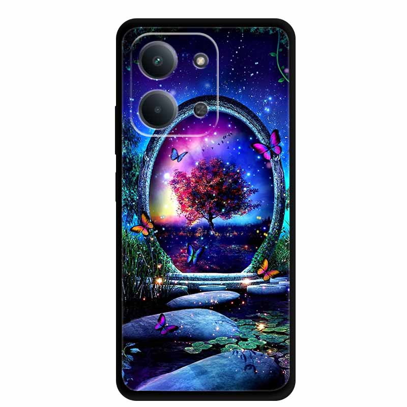 Case For Xiaomi Redmi 15C 5G European Colorful Flower Black Soft Silicone TPU Phone Case For Redmi 15C 4G Shell ProtectionBumper