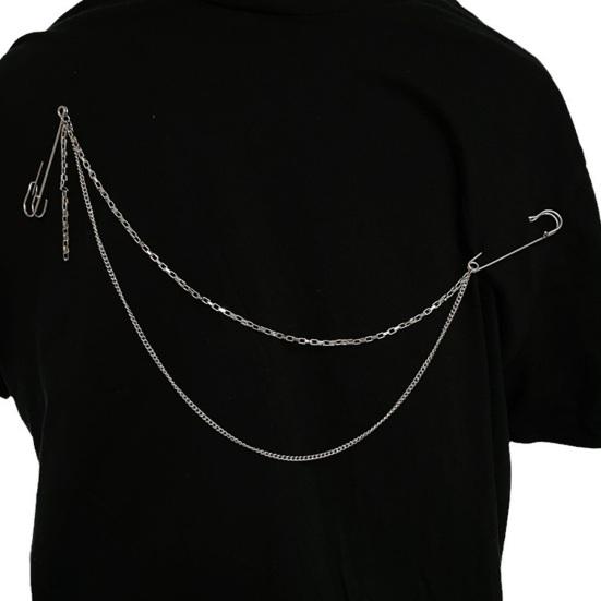 Unisex Clothes Pin Single/Double Layer Chain Polished Large Pin Alloy Pants Shirt Chest Suit Skirt Decoration
