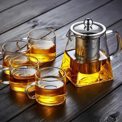1PC Steile roestvrijstalen filter theezeefjes Hittebestendige heldere glazen theepot met infuser