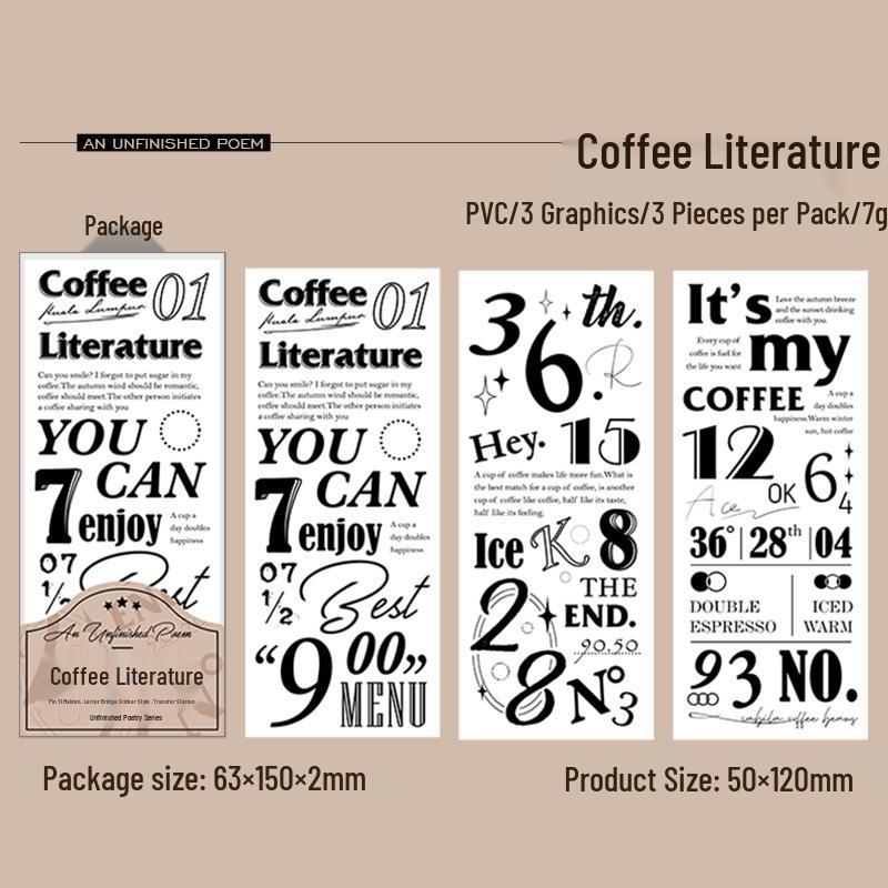 Retro English Poem Decal Stickers for DIY Journal Collage Decoration - 6 Styles