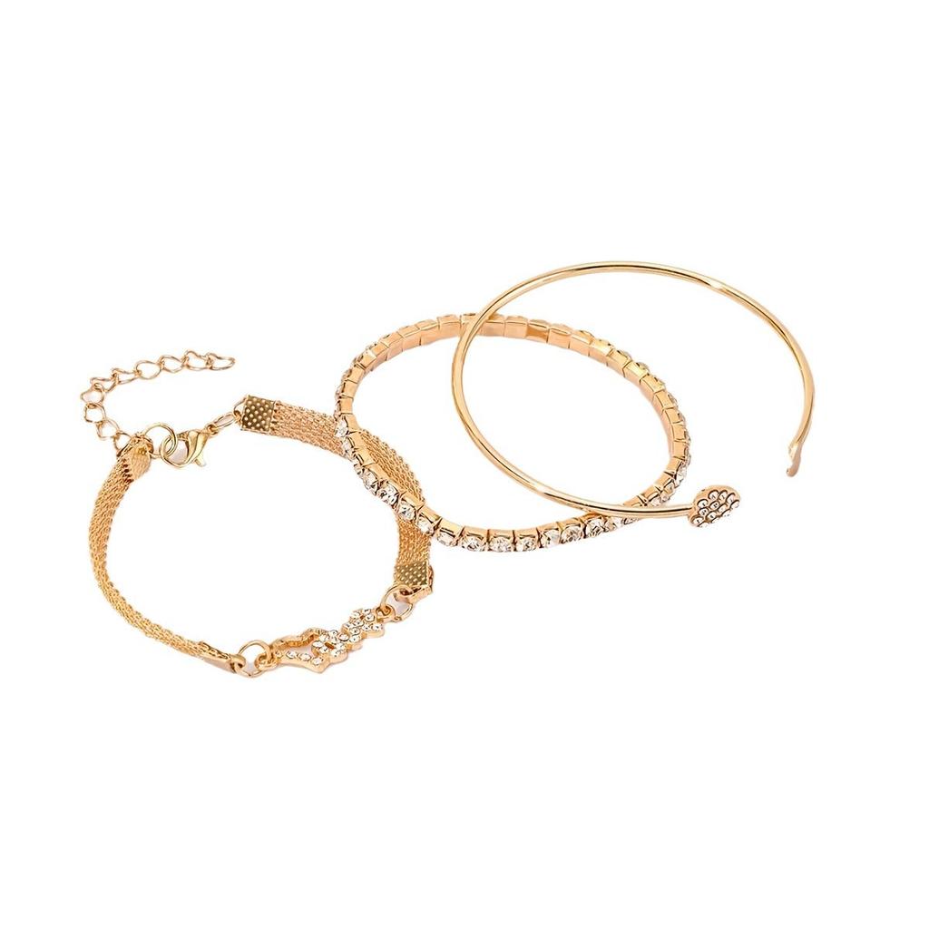 European and American high-end love letter LOVE diamond-encrusted bracelet design jewelry opening bracelet 1 piece set