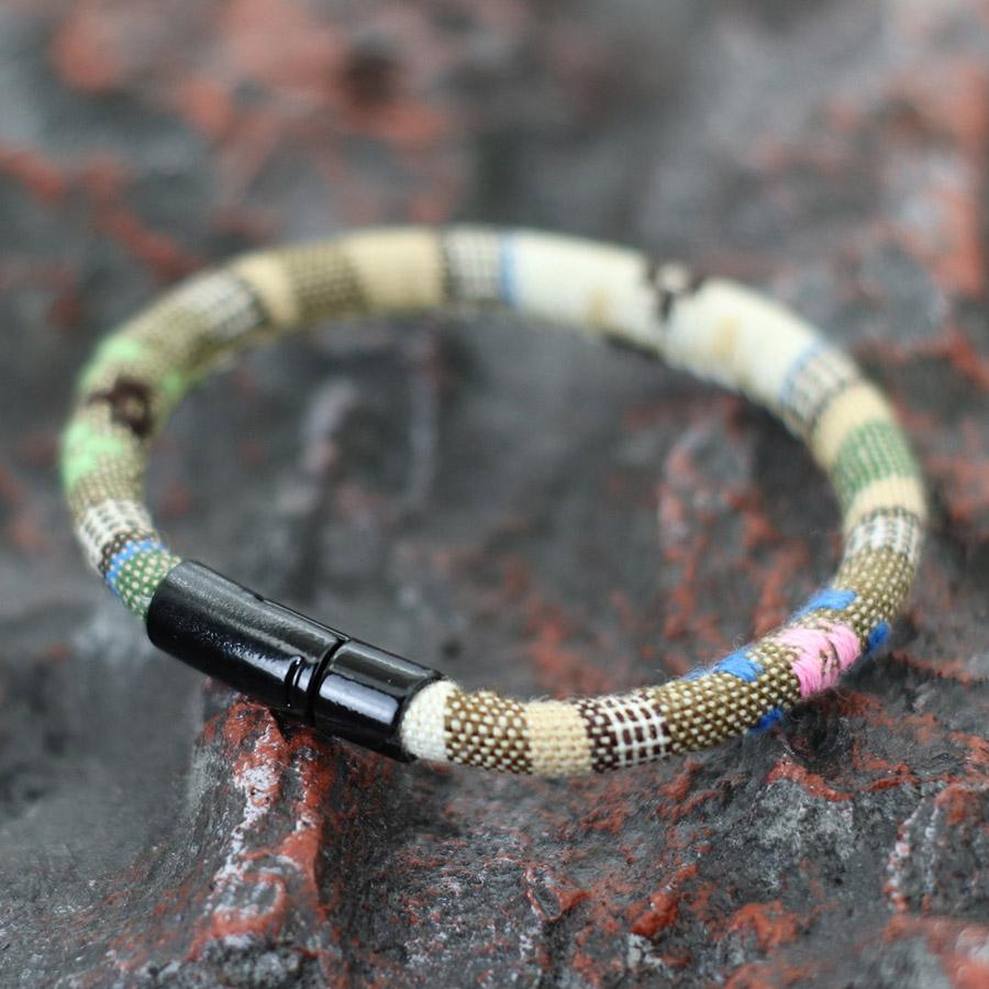 Double-Sided Embroidery Hand Rope Alloy Magnetic Clasp Ethnic Style Cotton Linen Bracelet Men Women Friendship Braslet