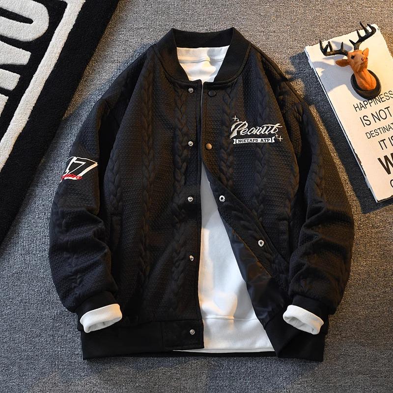 Men's American Retro Embroidered Baseball Jacket - Spring/Autumn, Loose Fit, Casual Style #XXF012