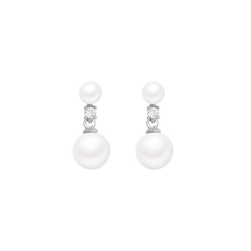 Simple Style Two White Pearl Earings Stud Light Luxury Drop Trend Ball Earrings for Women Party Wedding Romantic Jewelry