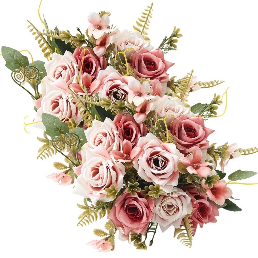 

2 Bundle Artificial Roses Bouquet Fake Peony Flowers Home Decoration Accessorie Christmas Wedding Party Flower Arrangement
