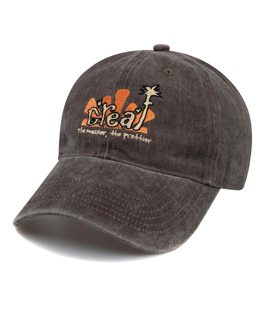 Bichiseuaenkeulim Creaf Stone-Washed Ball Cap-Brown